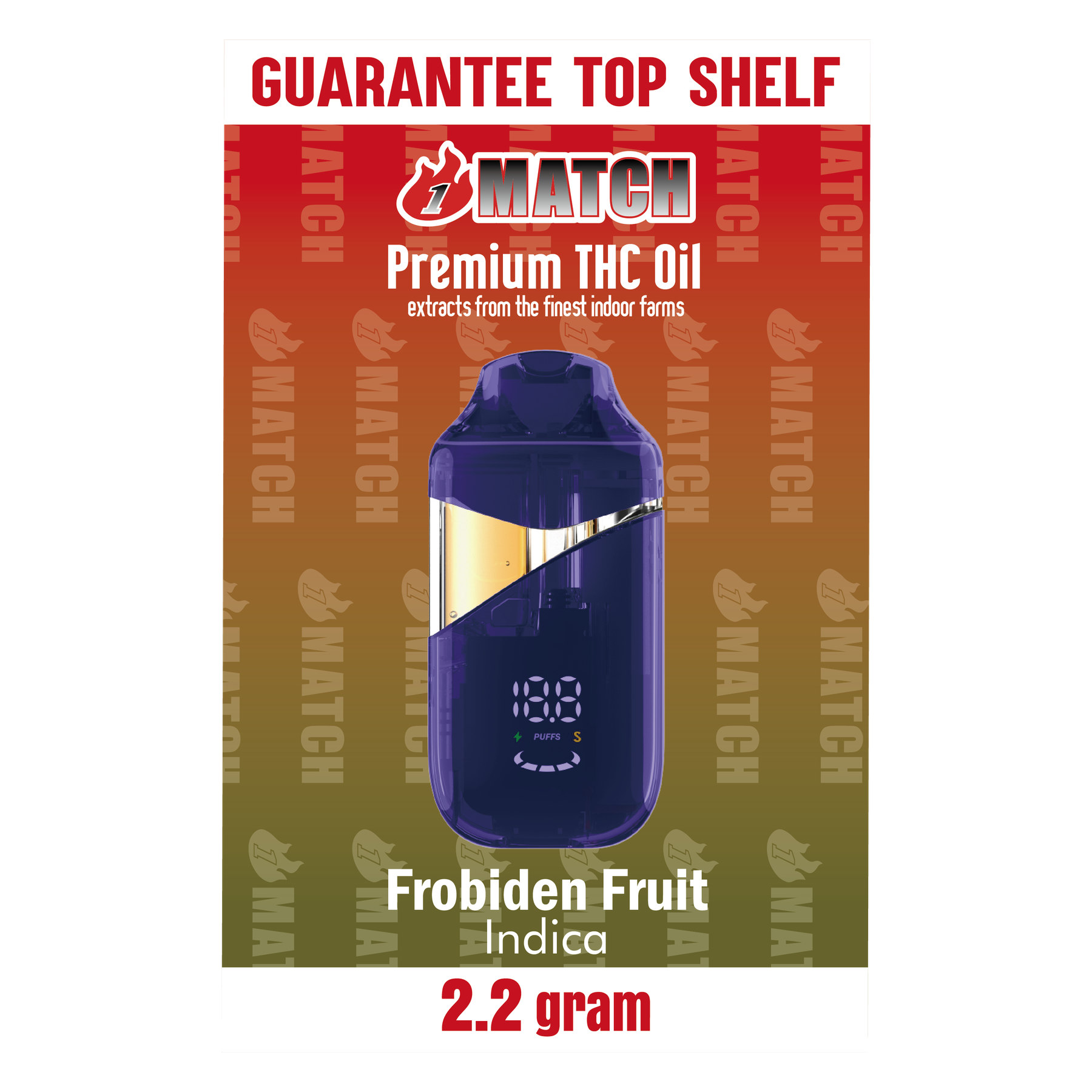1Match 2.2g Vape - Forbidden Fruit (Indica) - Image 3